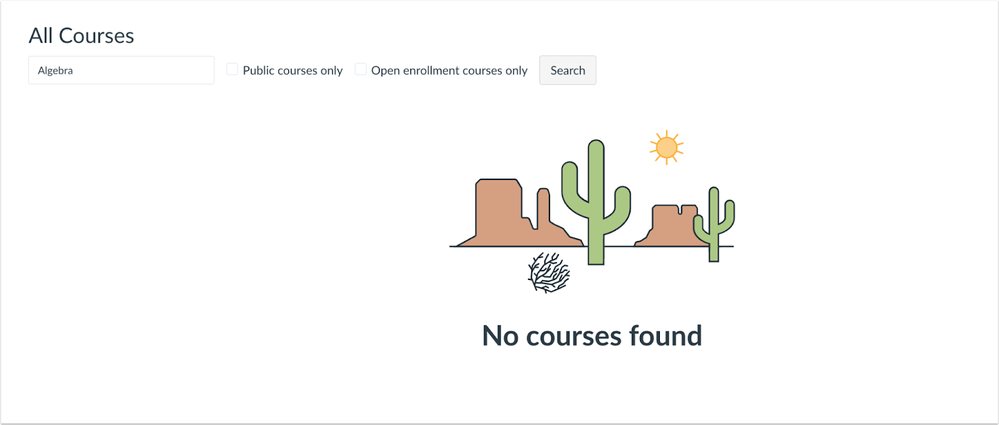 Public Course Search Error Page