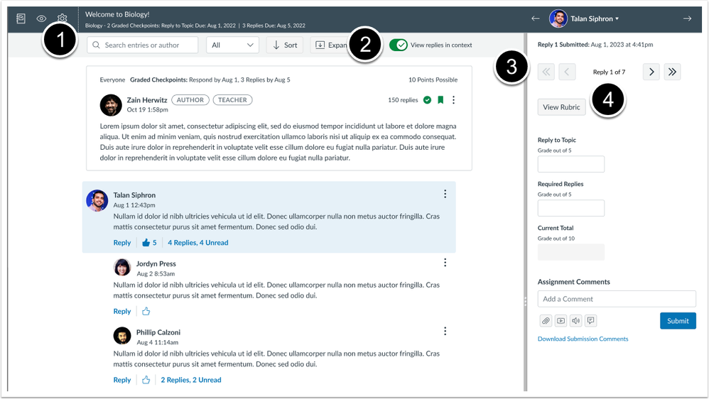 SpeedGrader Updates for Discussion Checkpoints