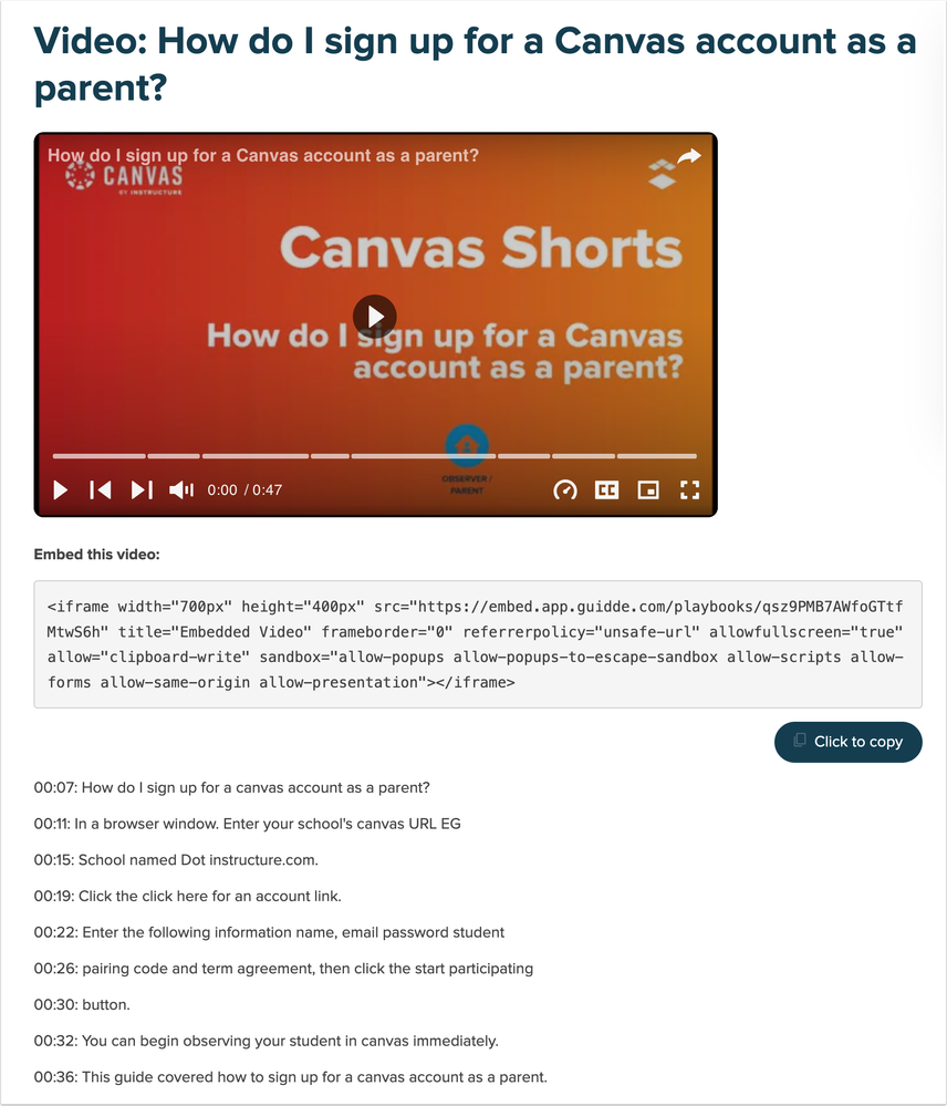 Example Video Page