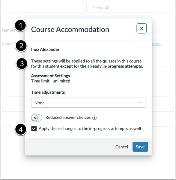 Course Accommodation Modal