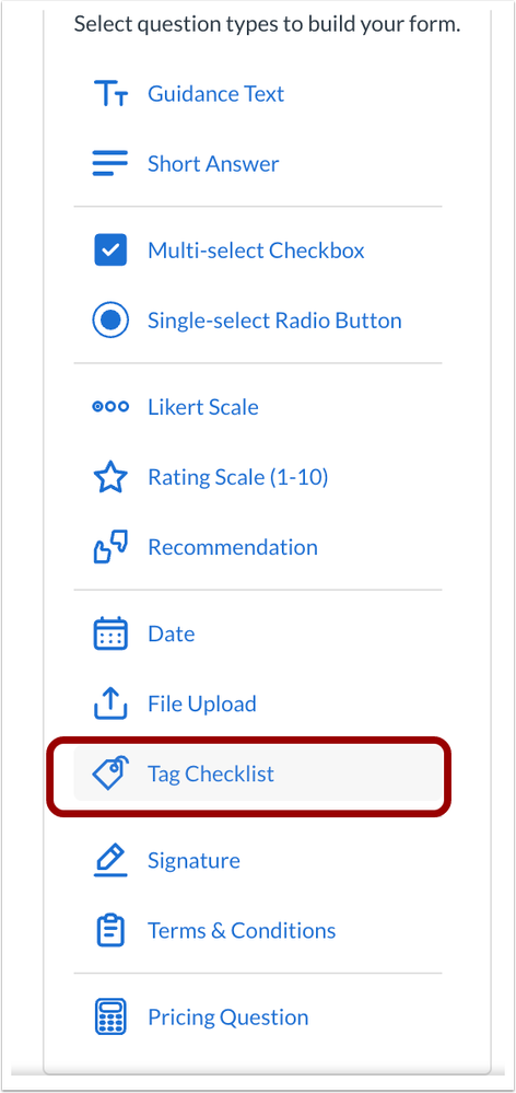 Tag Checklist