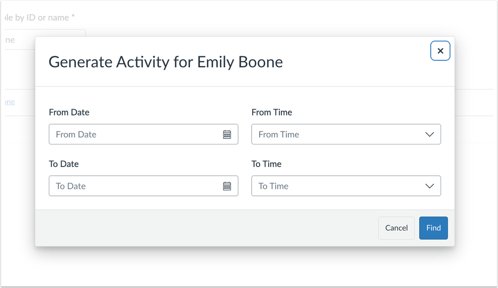 Generate Activity Modal