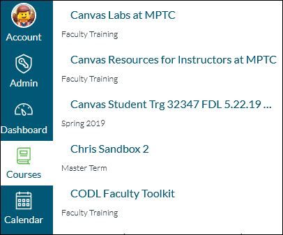 Courses Menu