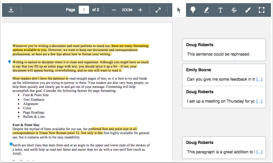 DocViewer comments with condensed content DocViewer comments with condensed content