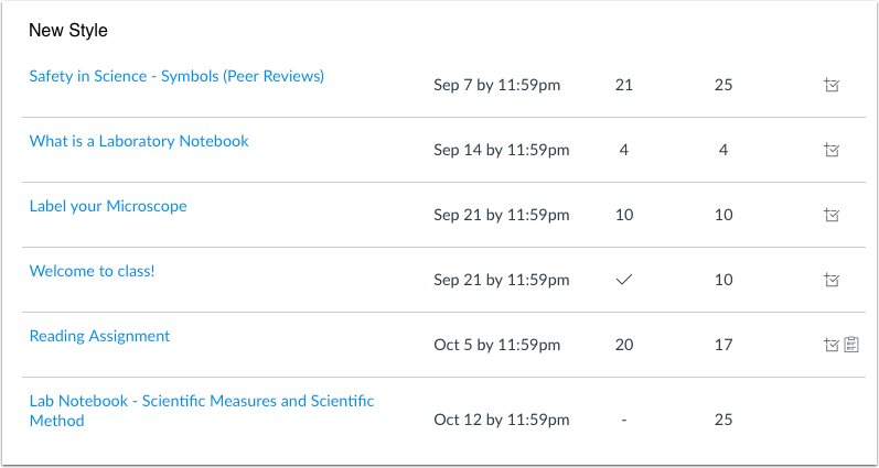 Student Grades page new design with white assignment background Student Grades page new design with white assignment background