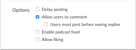 comments can be allowed in announcements using a checkbox