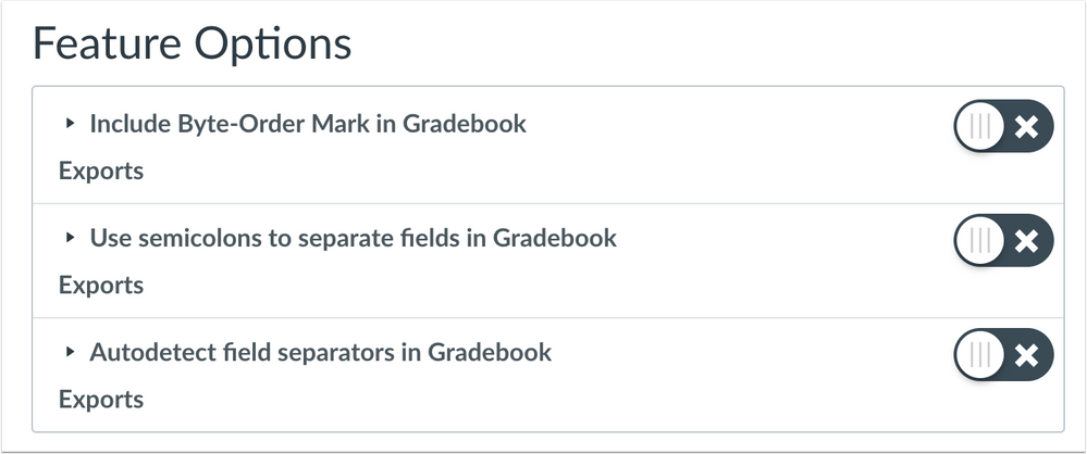 User Feature Options for Gradebook CSV Separator Preferences