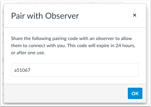 Pairing code for a observer