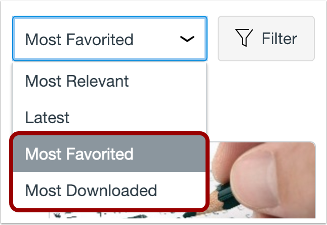 Filter Commons results by most favorited and most downloaded