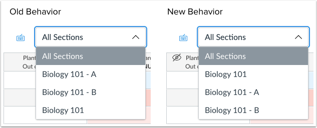 New Gradebook Section Sorting Comparison