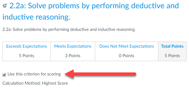 Use Criterion for Scoring