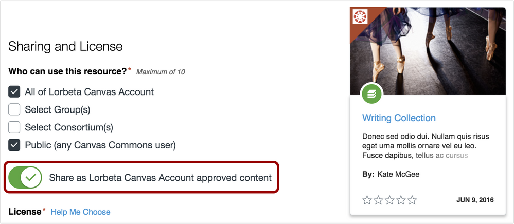Instructors can share approved content if they are added as curators