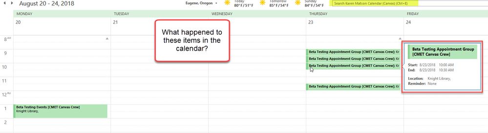 calendar view from Outlook