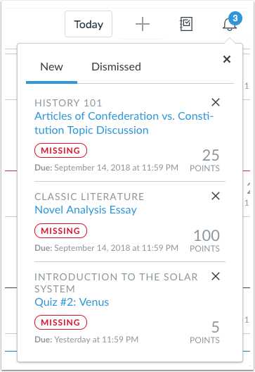 List View Dashboard and Alerts tab with New and Dismissed Options