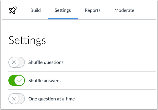 New Quizzes Shuffle Answers global setting