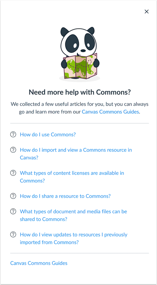 Commons Guides Menu