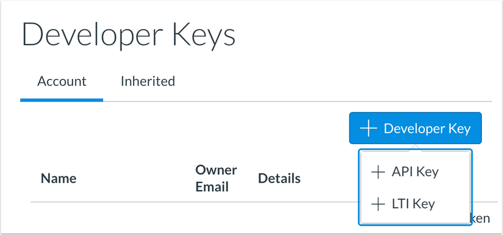 Developer Keys configuration for LTI Key additions