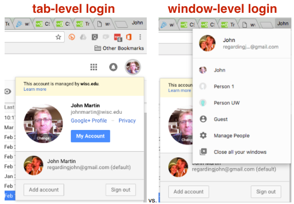 tab-level vs. window-level login