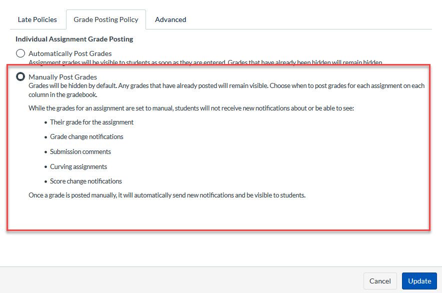 Manual Grade Posting Policy