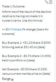 Screen shot of formatted rubric entry.