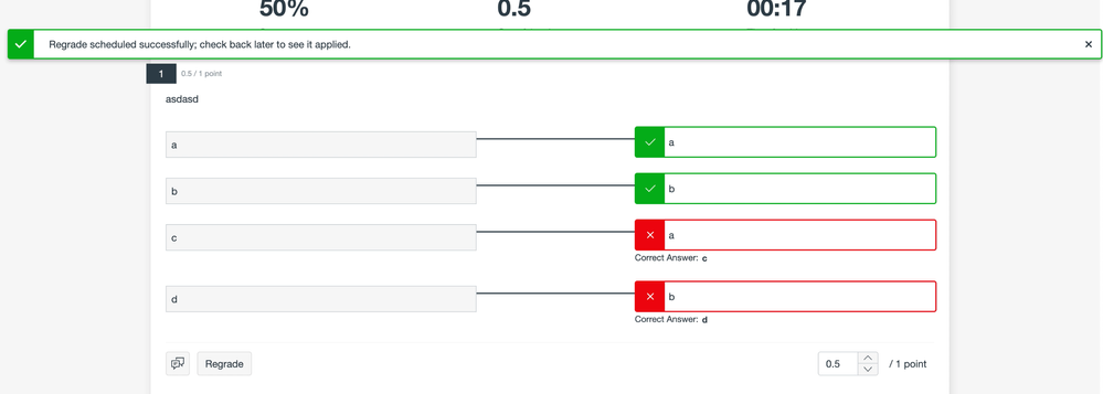 Partial Points for Matching - regrade